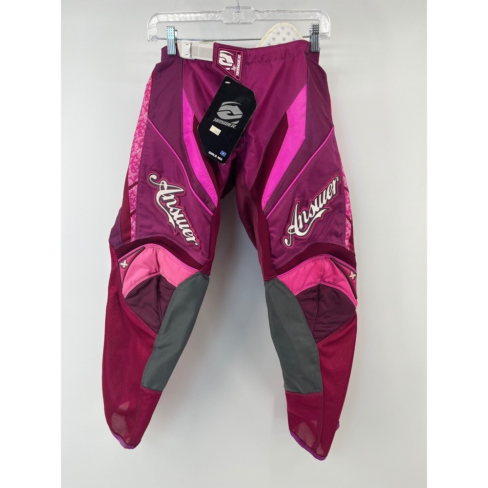 Answer Racing MX Pants Girls 4 Plum Pink Paisley Motocross Gear 011584